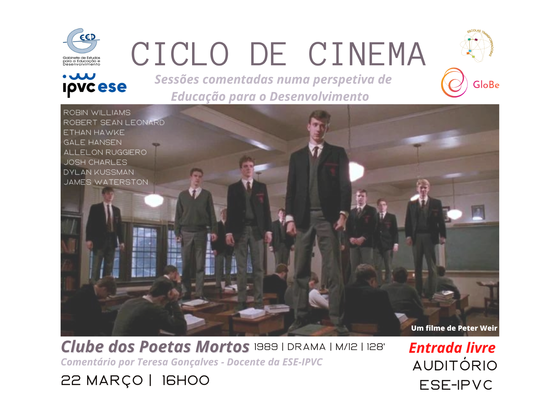 Ciclo de Cinema – O Clube dos Poetas Mortos  Peter Weir (1989)