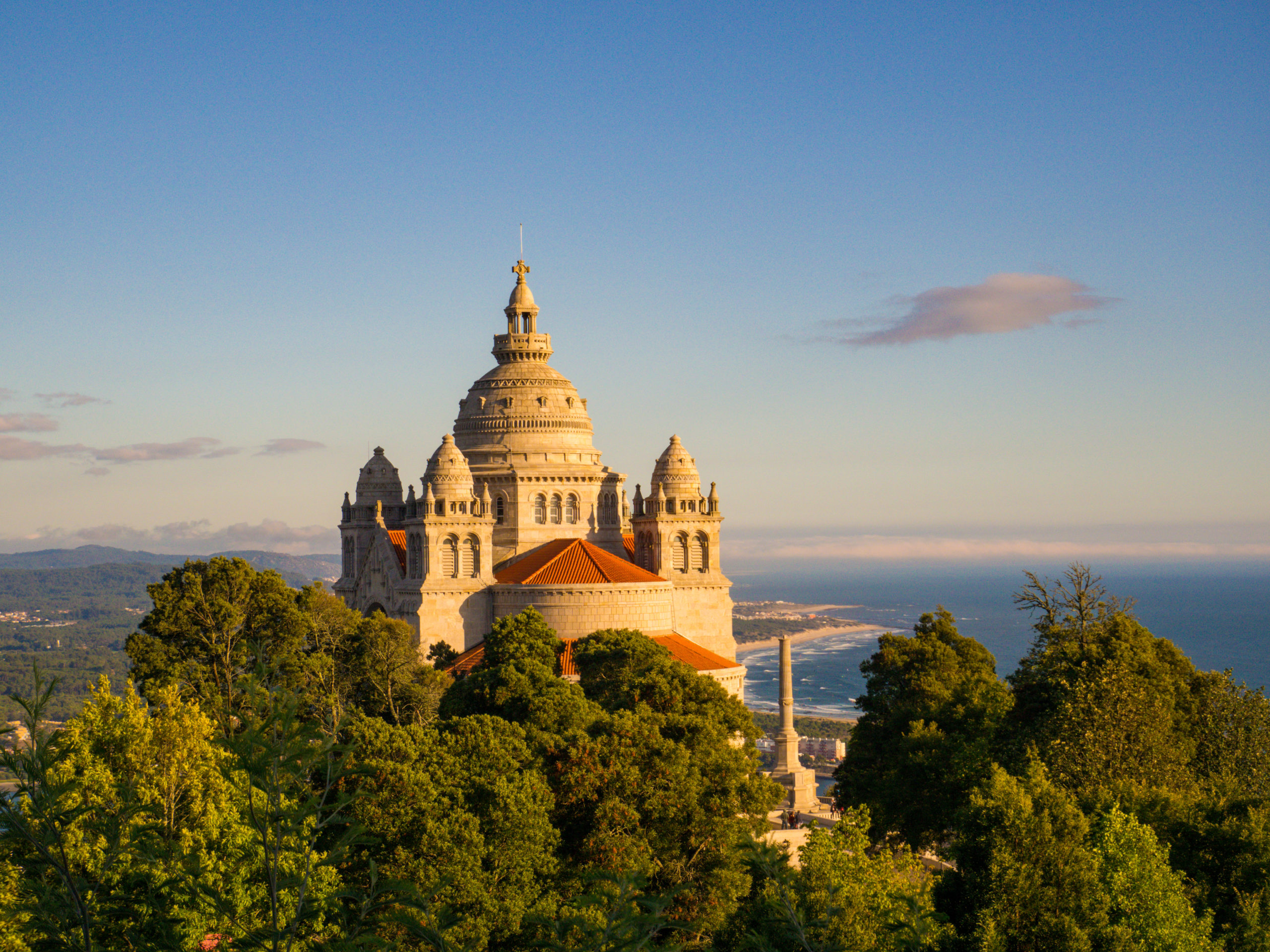 Sanctuary of Saint Lucia seen from the Mount of Saint Lucia at sunset, Viana do Castelo, Portugal